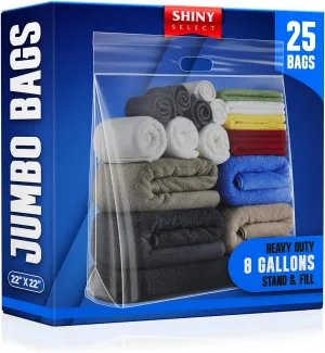 [ 25 BAGS ] JUMBO SIZE Travel Bags - With HANDLES - Heavy Duty Materials - DOUBLE ZIPPER TOP - 8 Gallon Bag Size 22" x 22" - Summer Travel, Picnics, Beach, Pool, Vacation, 25 pound Turkey Brining Bags