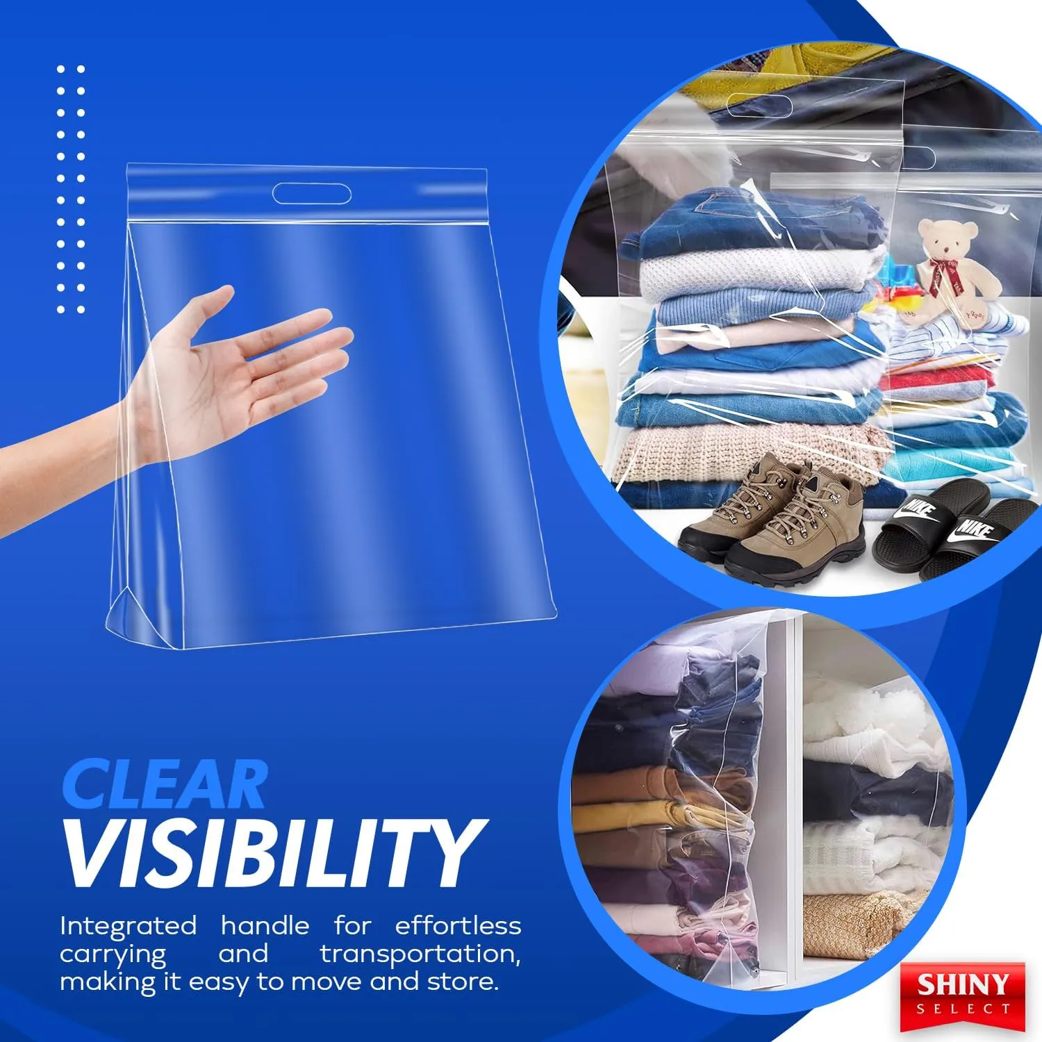 [ 25 BAGS ] JUMBO SIZE Travel Bags - With HANDLES - Heavy Duty Materials - DOUBLE ZIPPER TOP - 8 Gallon Bag Size 22" x 22" - Summer Travel, Picnics, Beach, Pool, Vacation, 25 pound Turkey Brining Bags