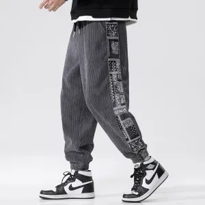 2024 Autumn-Winter Corduroy Casual Pants | Chinese-Inspired Paisley Patchwork Joggers