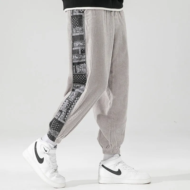 2024 Autumn-Winter Corduroy Casual Pants | Chinese-Inspired Paisley Patchwork Joggers