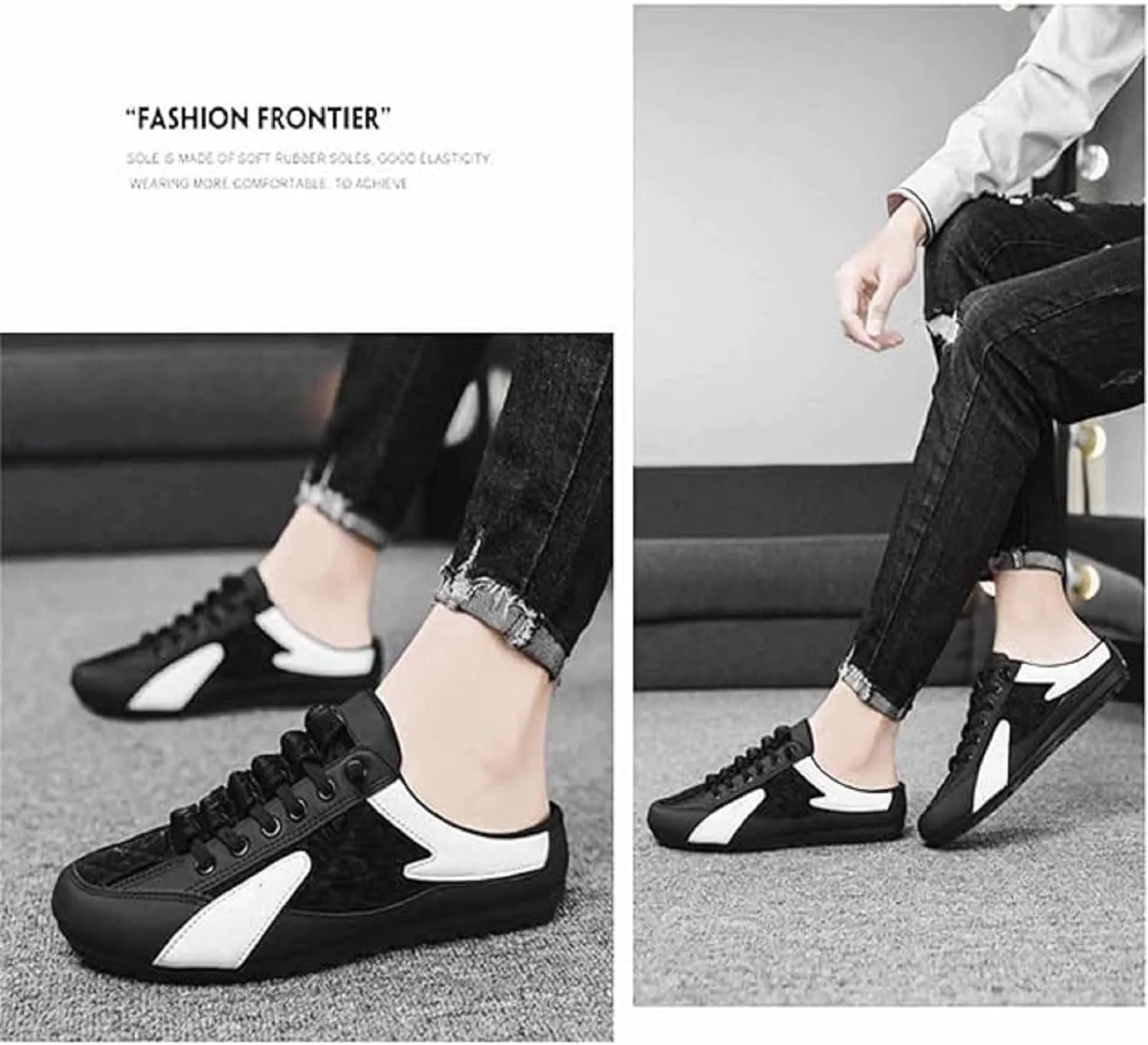 2025 New Men Slip on Mule Sneakers Men Slippers Casual Sports Shoes Low Top Baotou Half Drag Sneakers for Men Fashionable Mens Slip On Shoes for Spring Summer