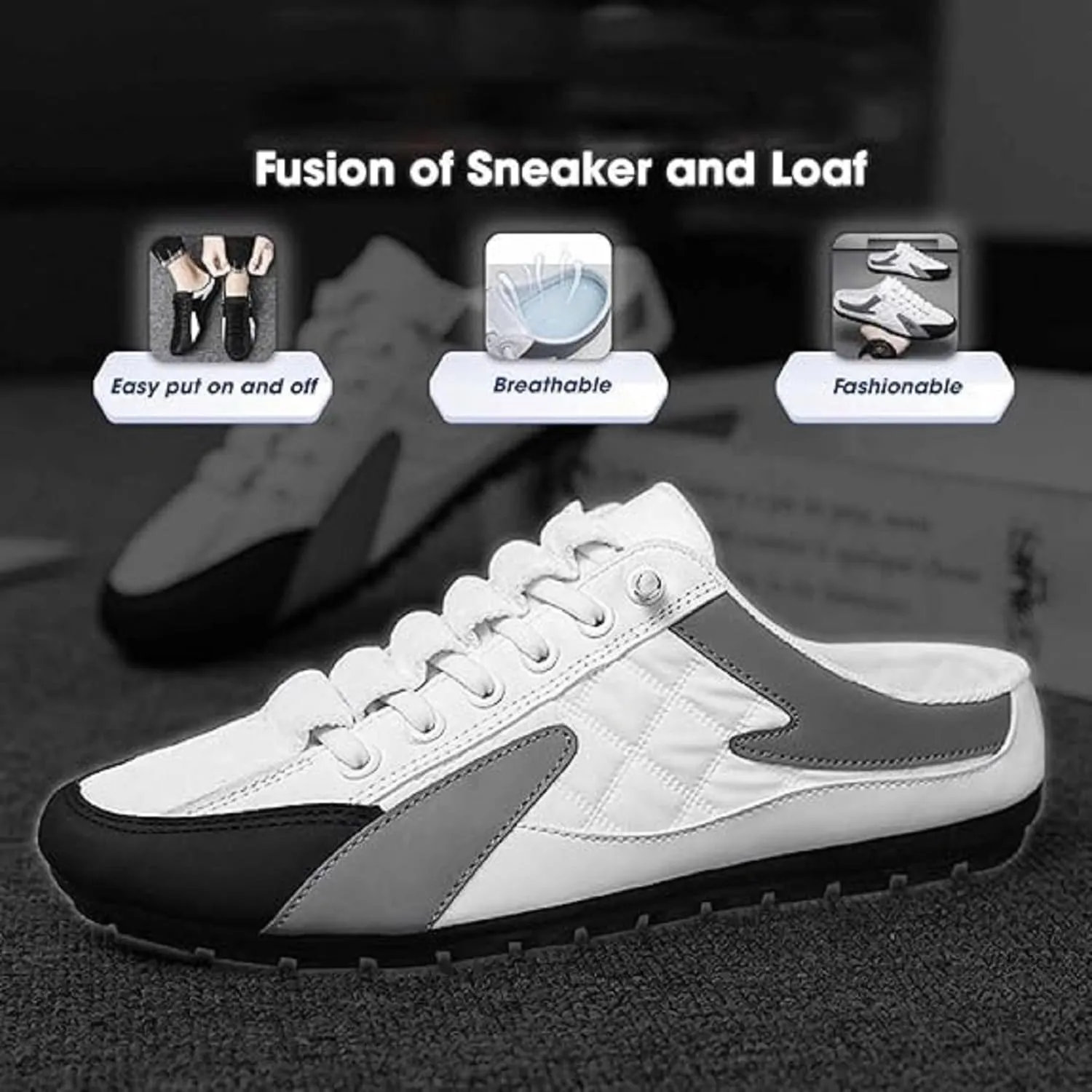 2025 New Men Slip on Mule Sneakers Men Slippers Casual Sports Shoes Low Top Baotou Half Drag Sneakers for Men Fashionable Mens Slip On Shoes for Spring Summer