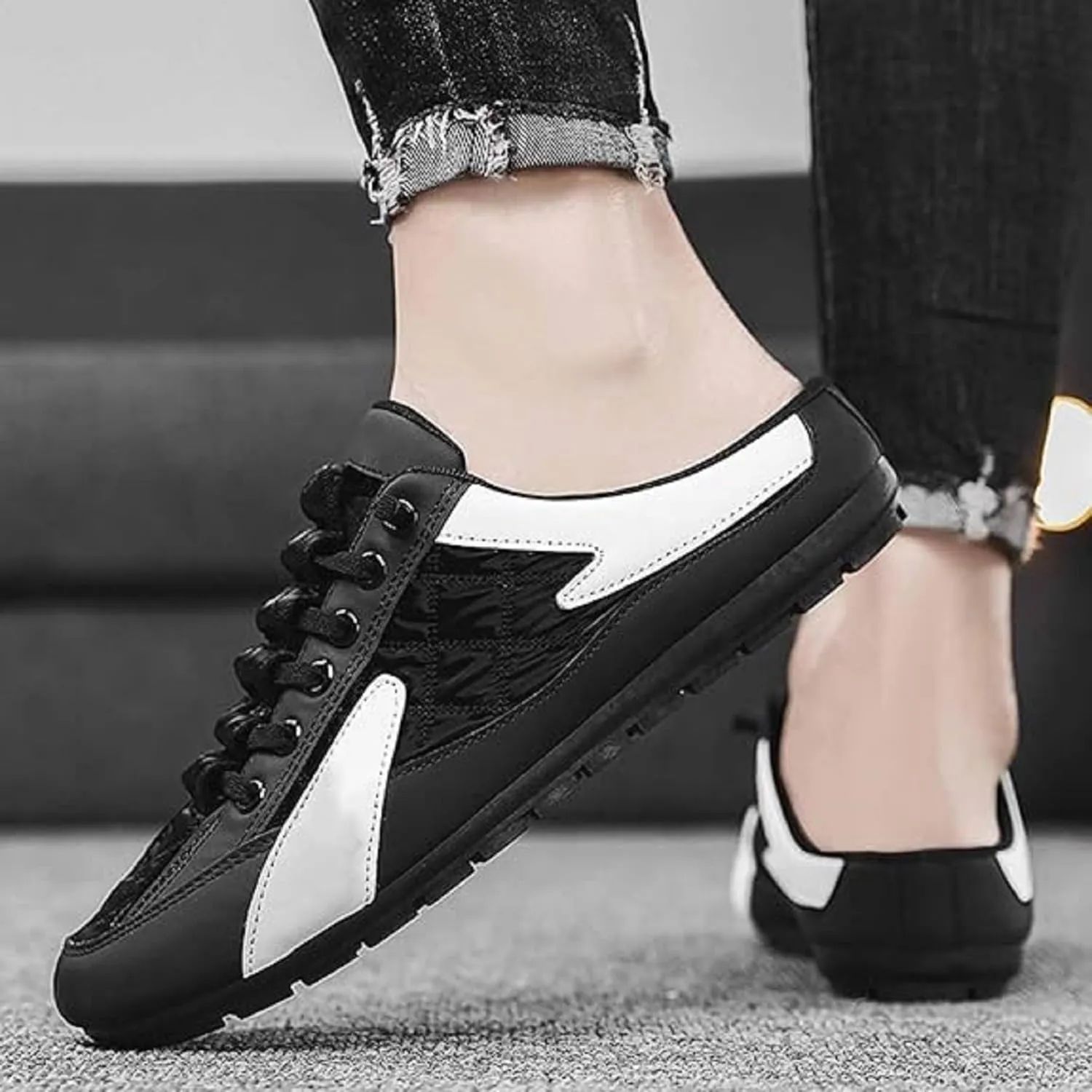 2025 New Men Slip on Mule Sneakers Men Slippers Casual Sports Shoes Low Top Baotou Half Drag Sneakers for Men Fashionable Mens Slip On Shoes for Spring Summer