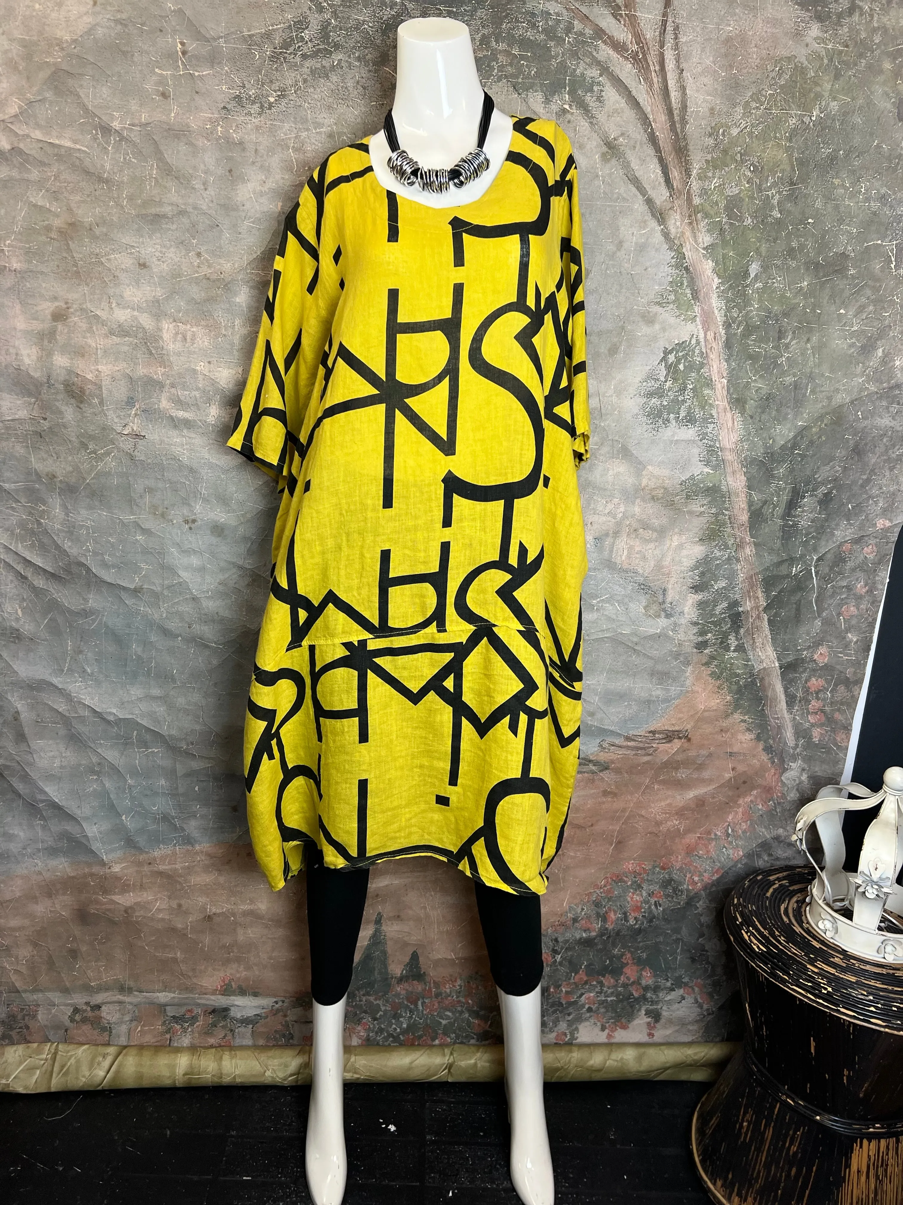 91470 S/Slv Tunic Letter Dress-MANGO
