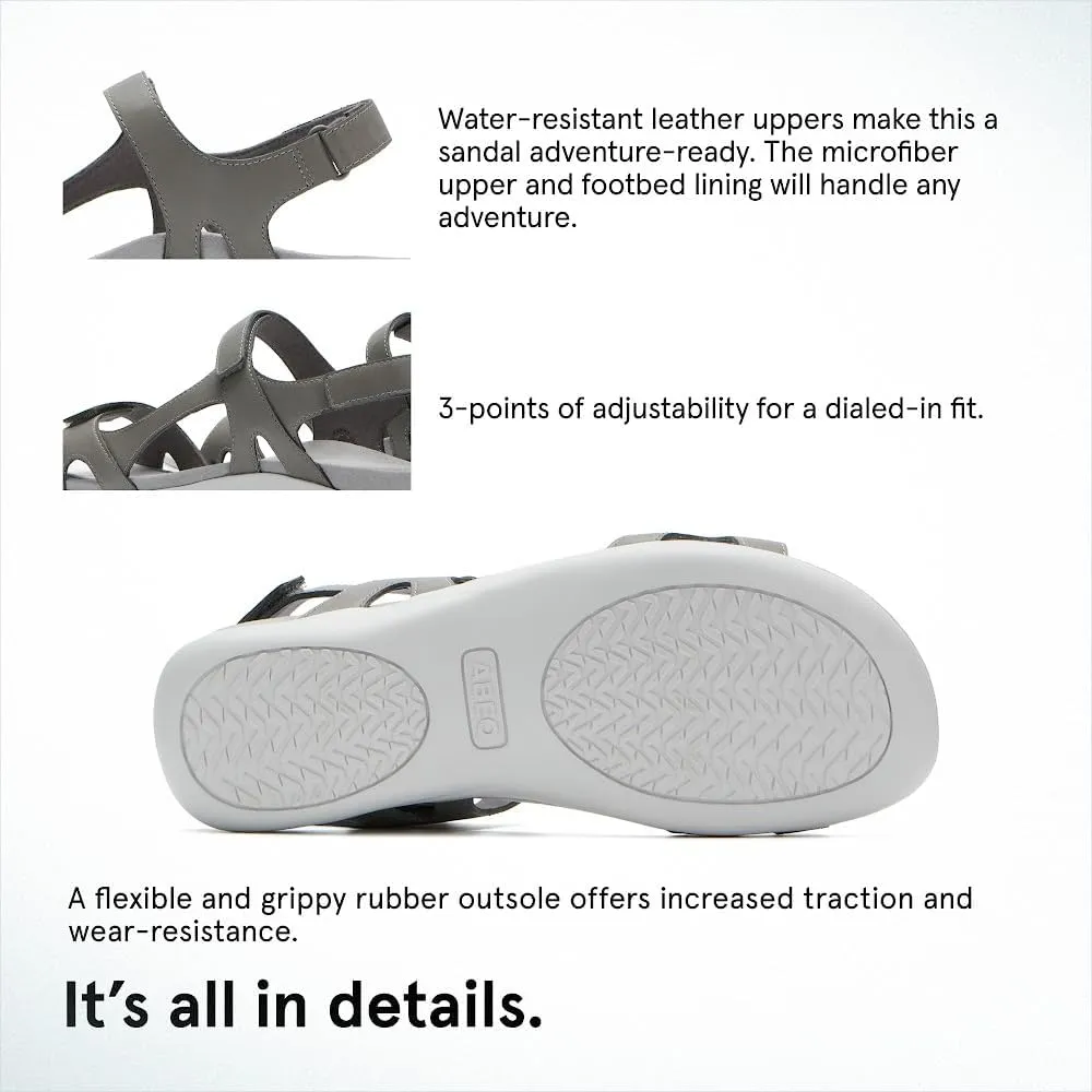 ABEO Oasis Sport Sandal | Walking Sandals Women | Water Resistant Leather Sandals | Three Points of Adjustability | Built-in Orthotic Insole