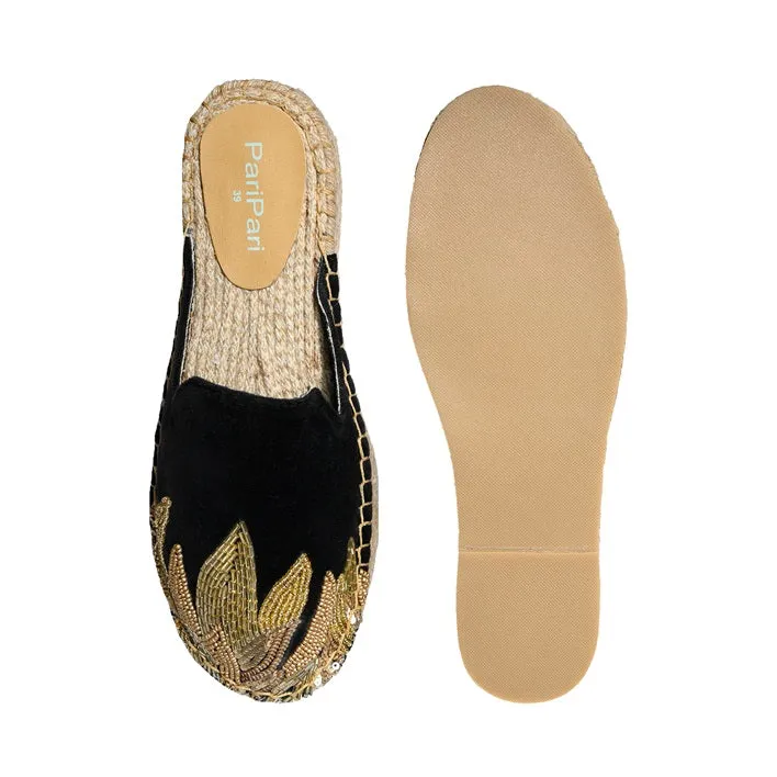 Agni Black Espadrilles Flats