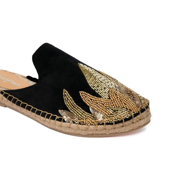 Agni Black Espadrilles Flats