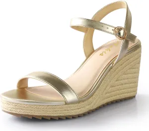 Ankis Platform Wedge Sandals for Women, Black Brown White Nude Espadrille Womens Wedge Sandals Comfortable Open Toe Ankle Strap High Heel Wedges for Women Dressy Summer -3.4Inch