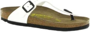 Birkenstock Gizeh White Patent Birko-Flor Womens Sandals Size 38 EU