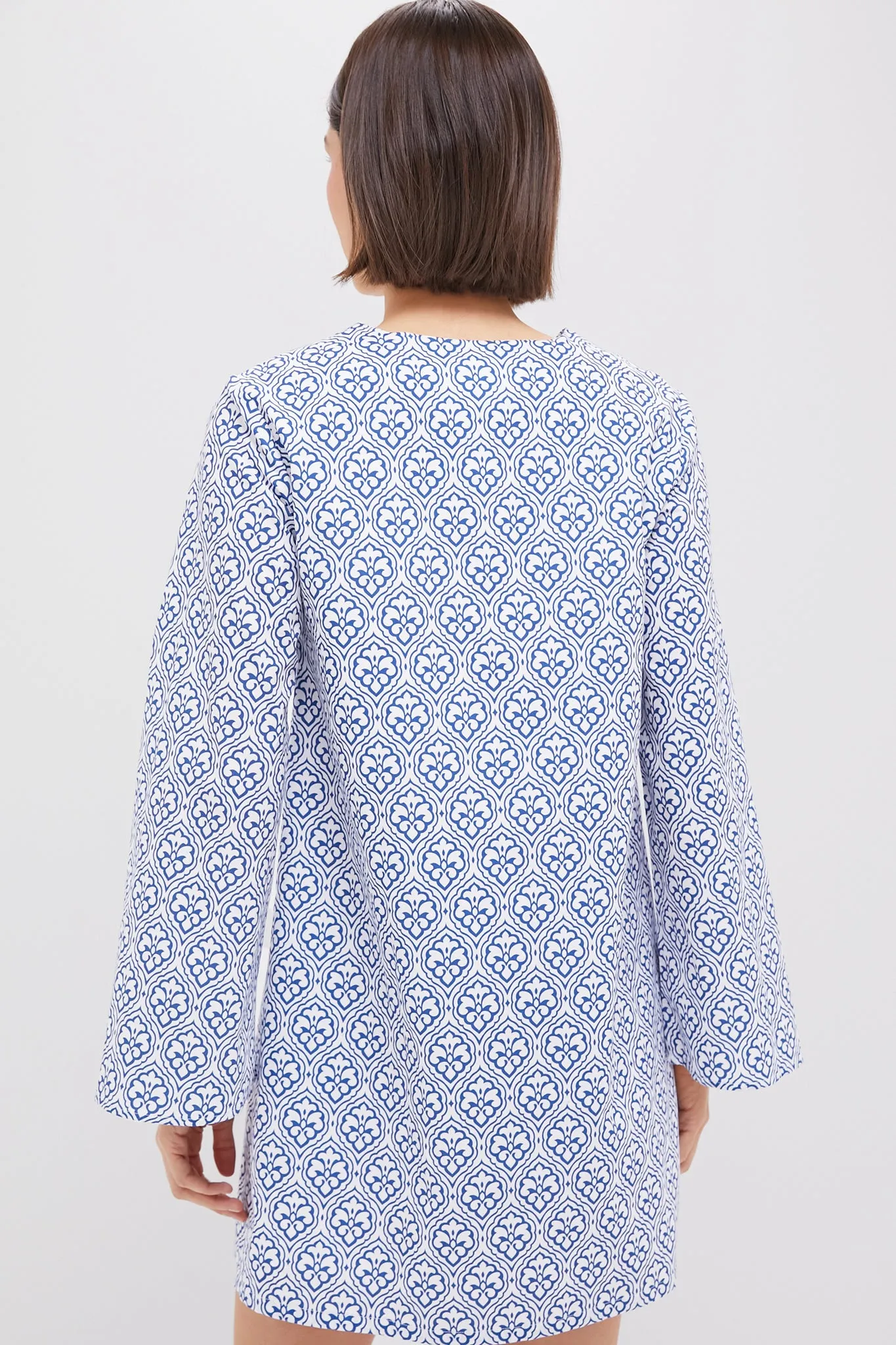Blue Quatrefoil Blake Mini Dress