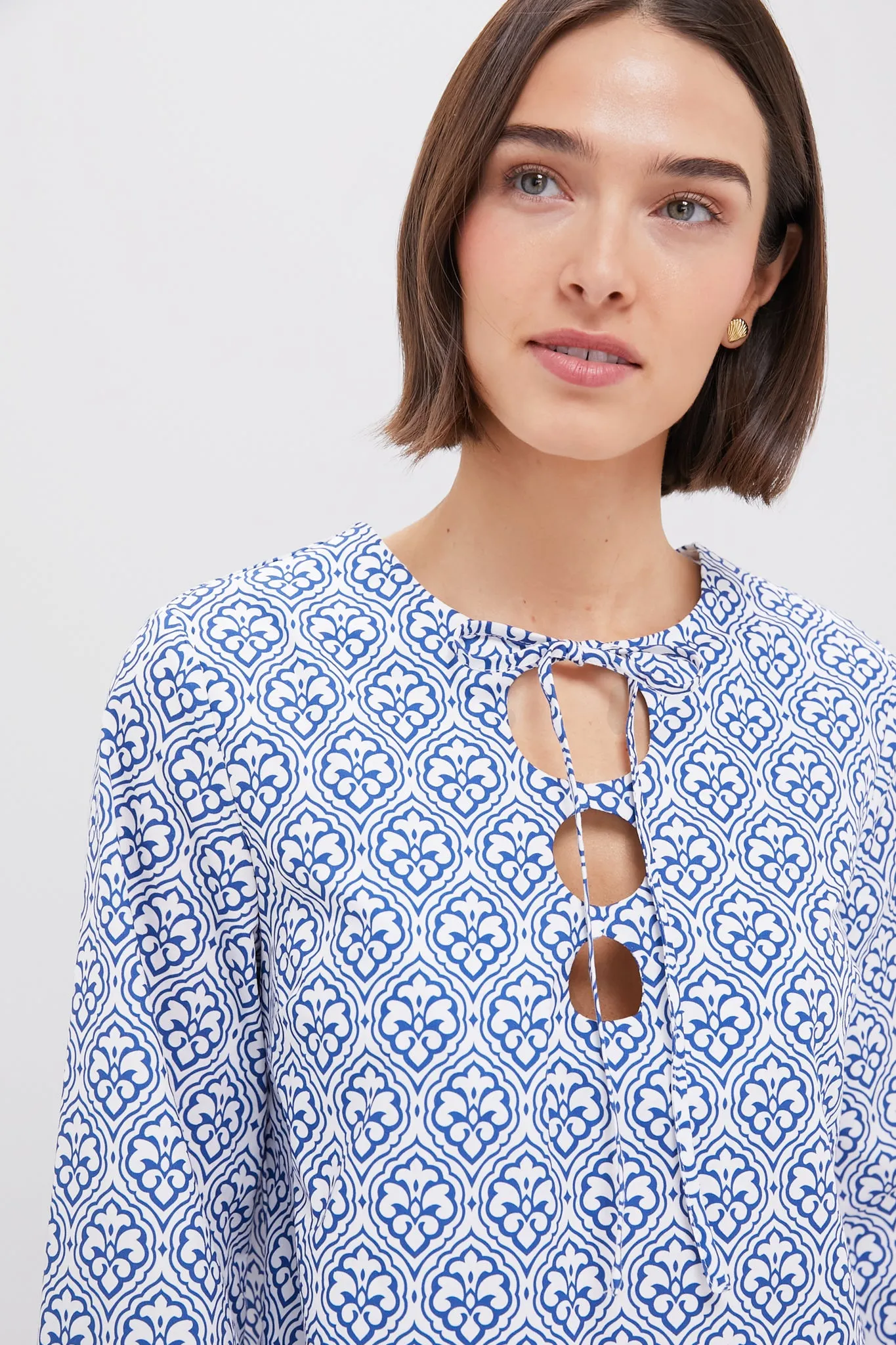 Blue Quatrefoil Blake Mini Dress