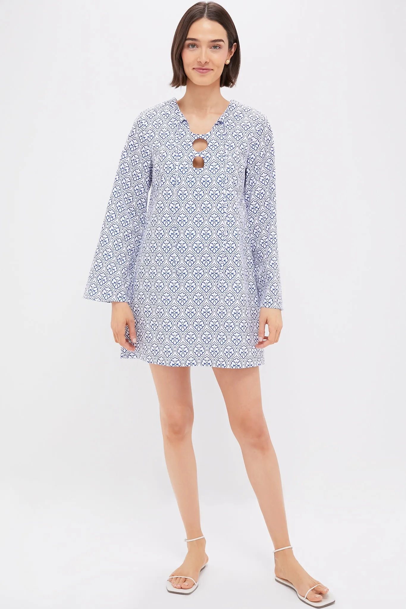 Blue Quatrefoil Blake Mini Dress