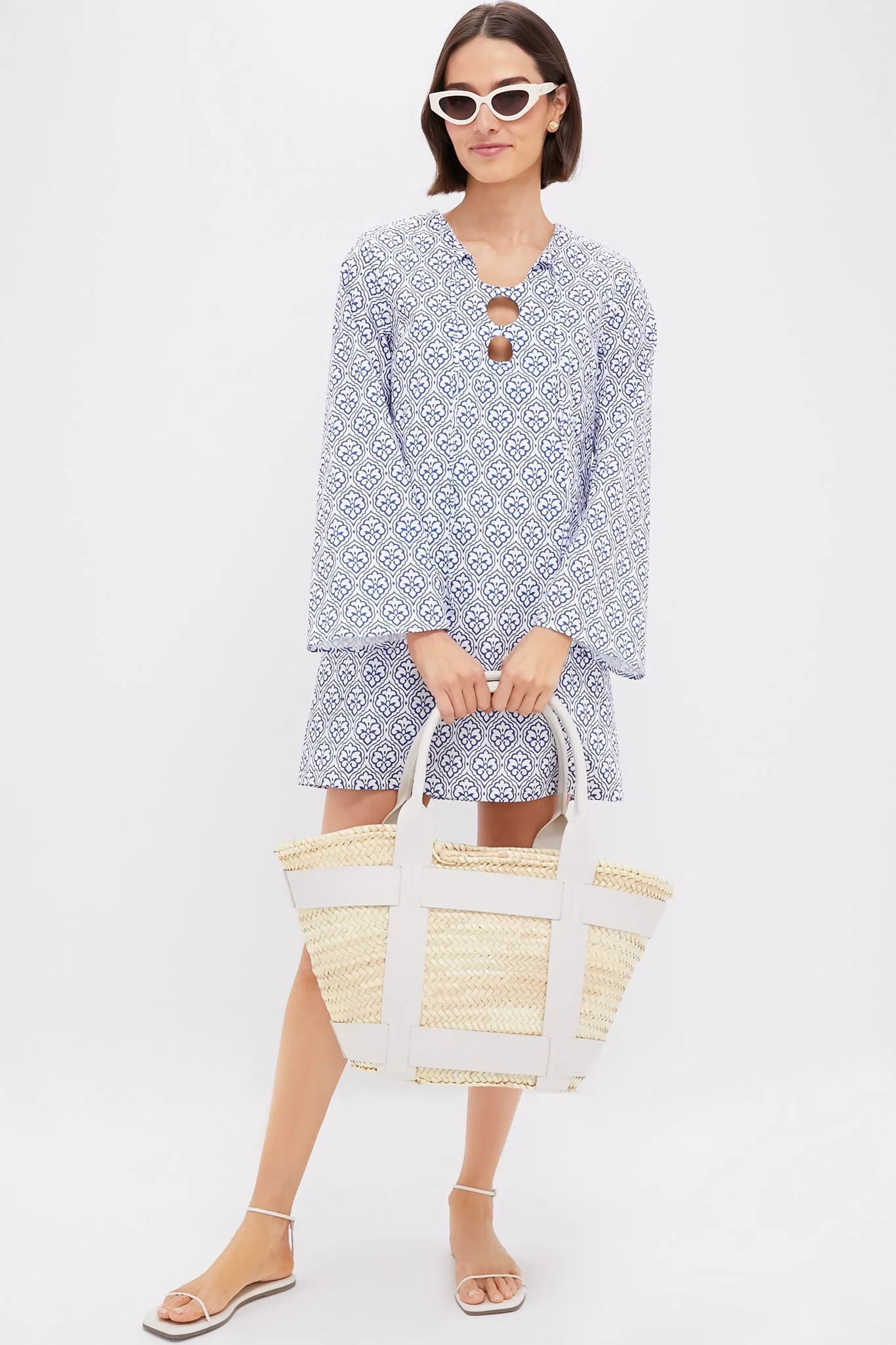 Blue Quatrefoil Blake Mini Dress