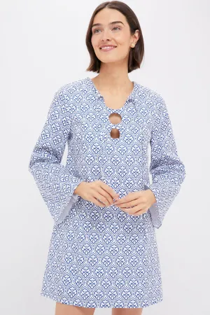 Blue Quatrefoil Blake Mini Dress