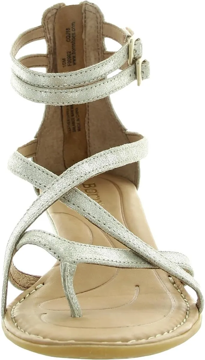 BORN Womens Metallic Leather Gladiator Sandals