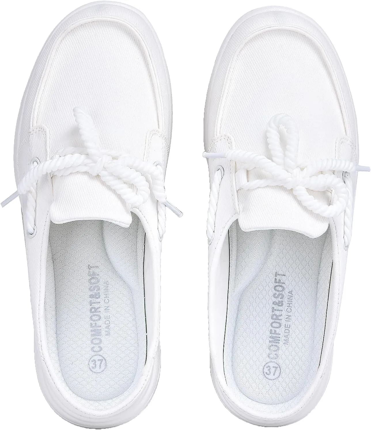Buyrew Mules for Women Slip on Shoes Comfortable Knit Canvas Walking Flats with Arch Support Breathable Clogs House Slippers
