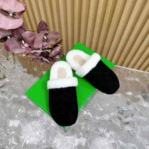 BV Mule Black Suede White Shearling 957414