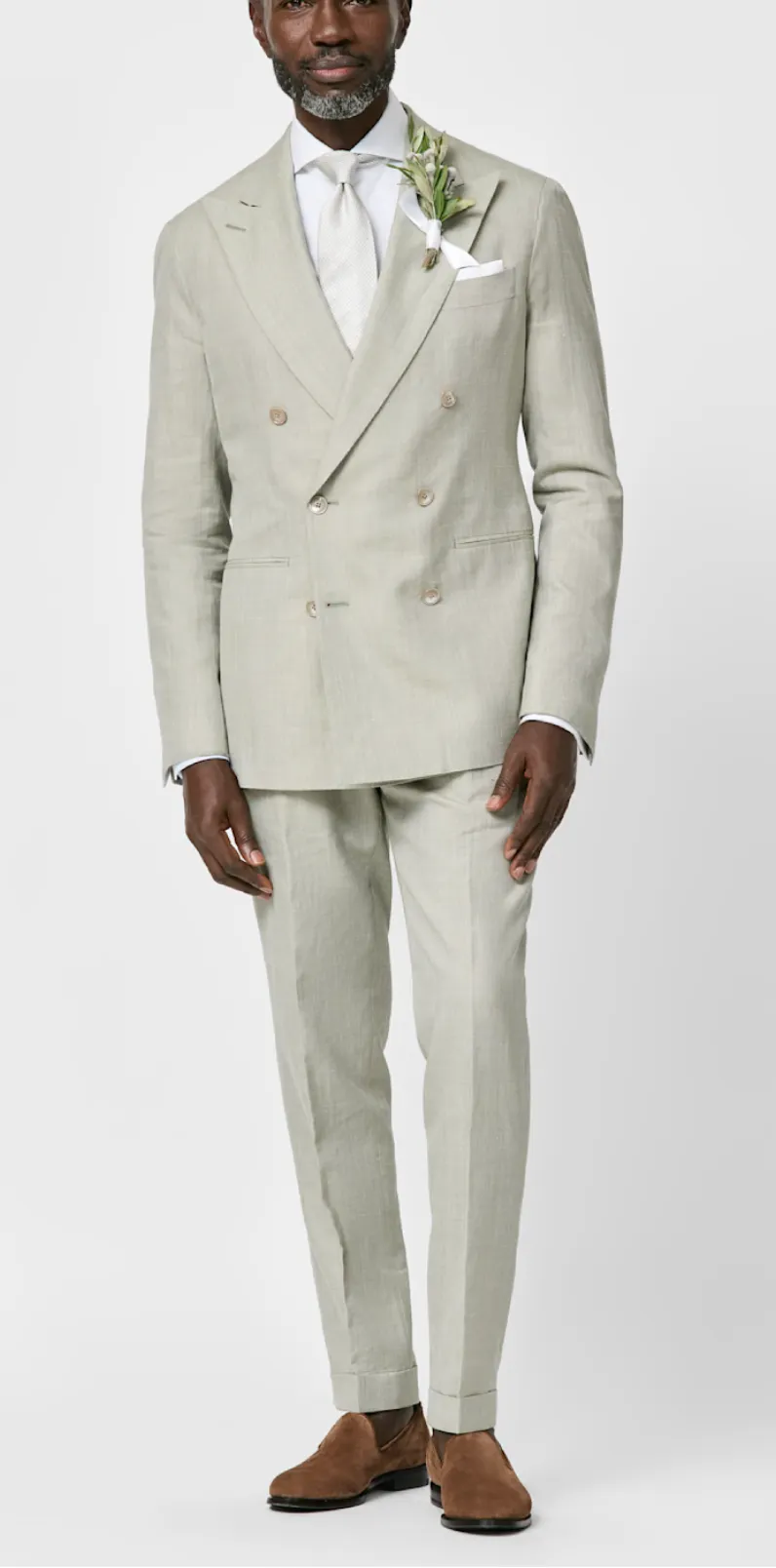 Carlo Barbera Sage Green Wool Silk Linen Plain Weave