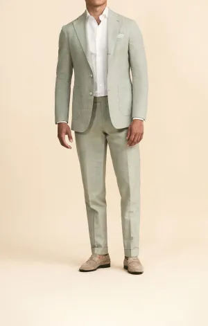 Carlo Barbera Sage Green Wool Silk Linen Plain Weave