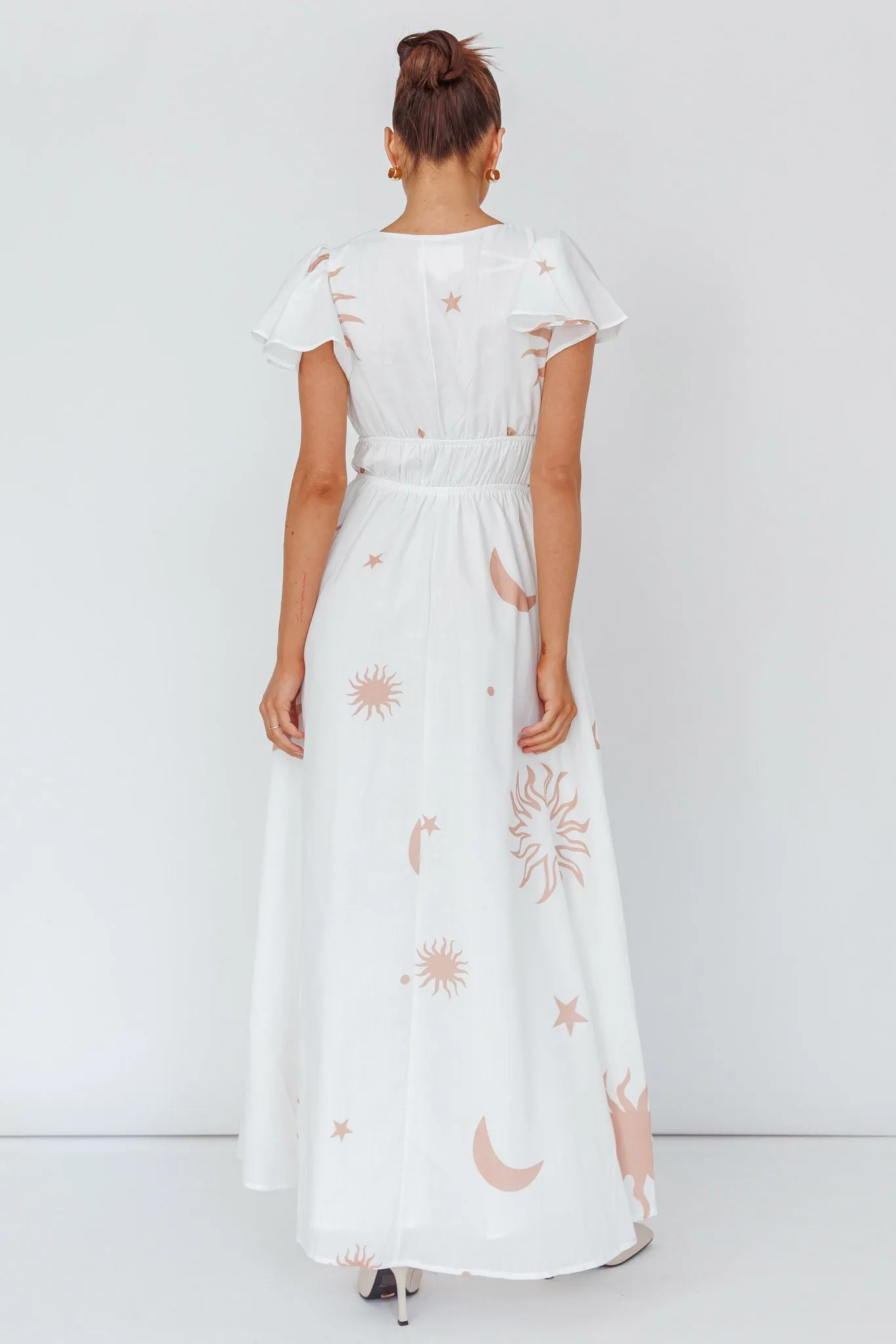 Carnivale Angel Sleeve Maxi Dress White/Beige
