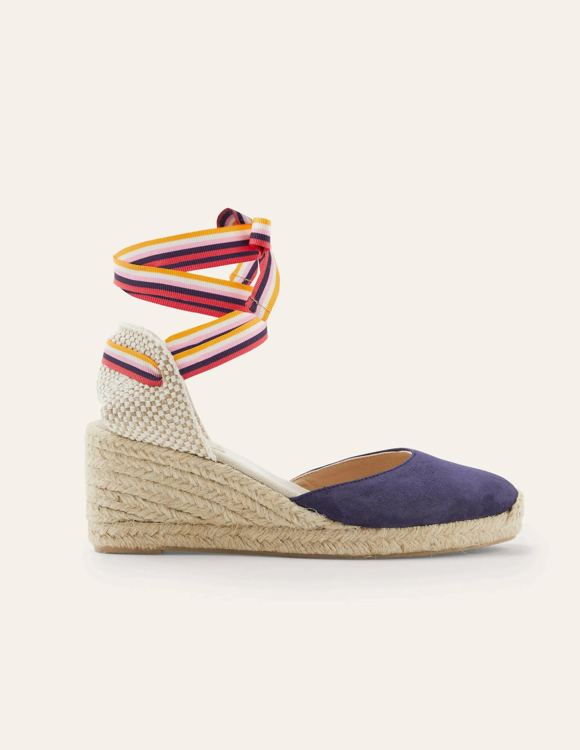 Cassie Espadrilles mit Keilabsatz-Navy/Bunt, Gestreiftes Band
