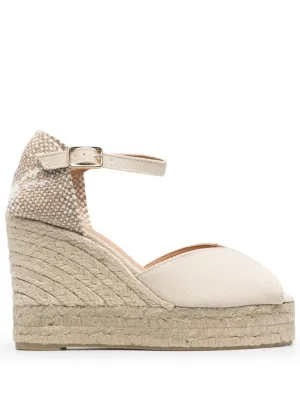 Castaner White Raffia Wedges