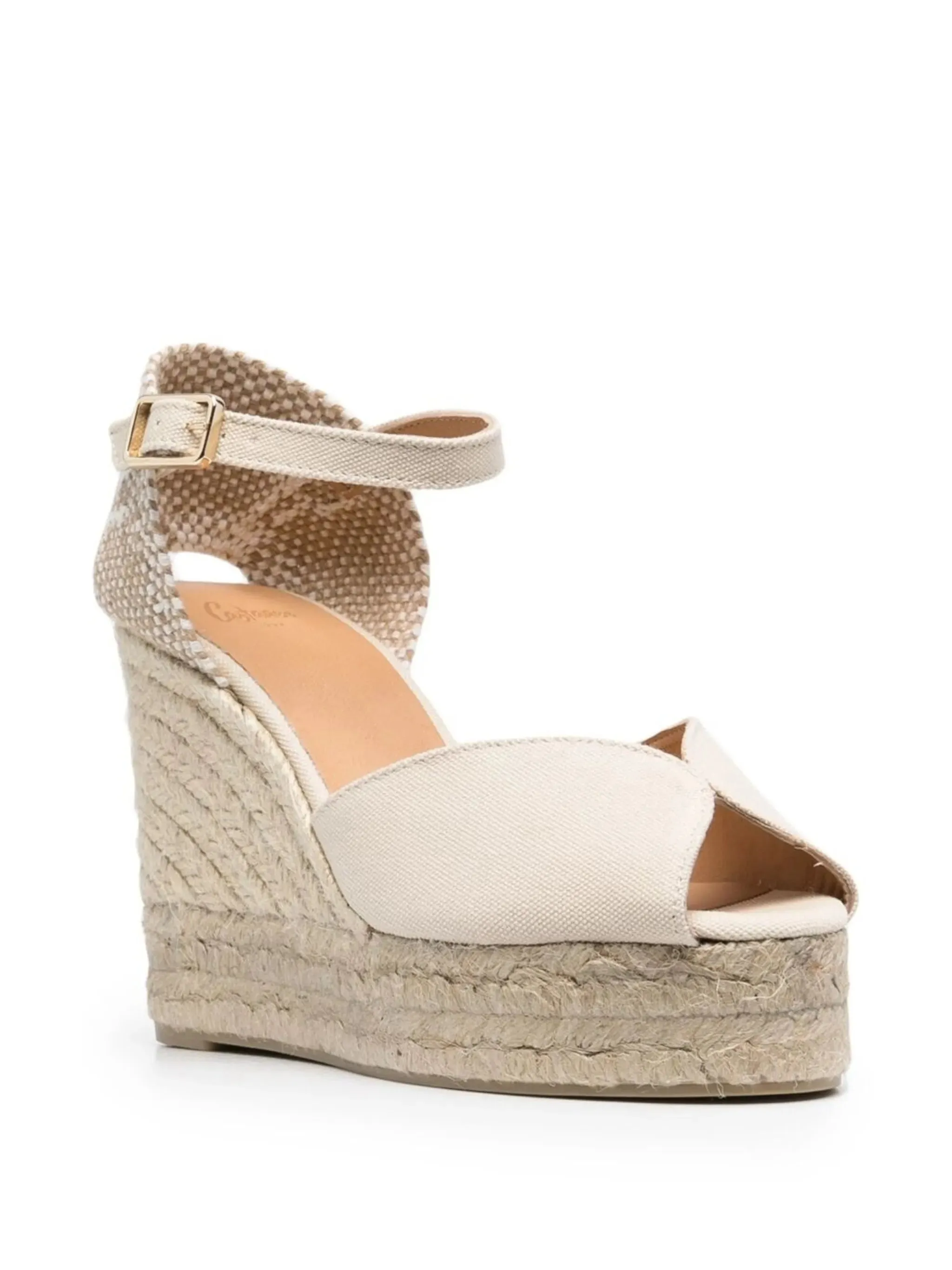 Castaner White Raffia Wedges
