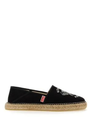 Casual Black Cotton Espadrilles With Iconic Logo