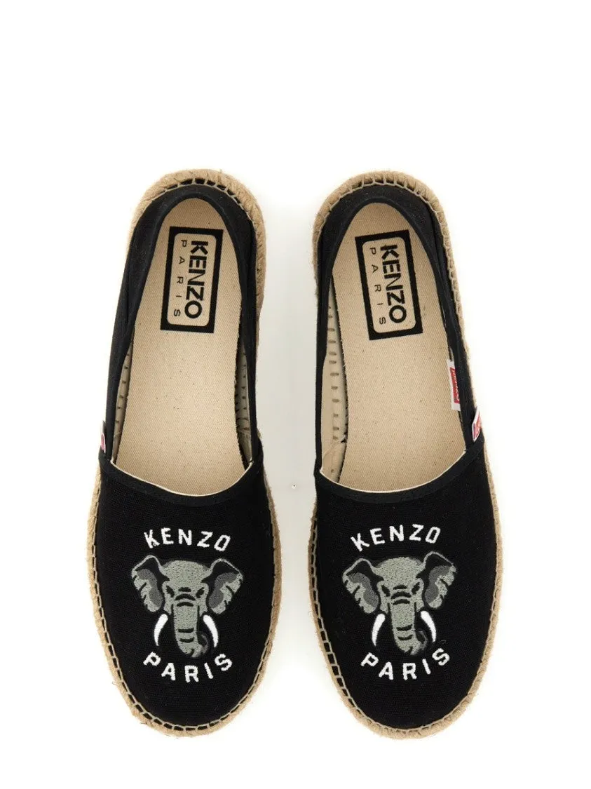 Casual Black Cotton Espadrilles With Iconic Logo