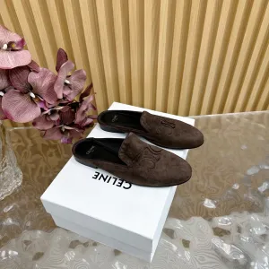 CELINE 25 Slippers Brown Velvet 285913