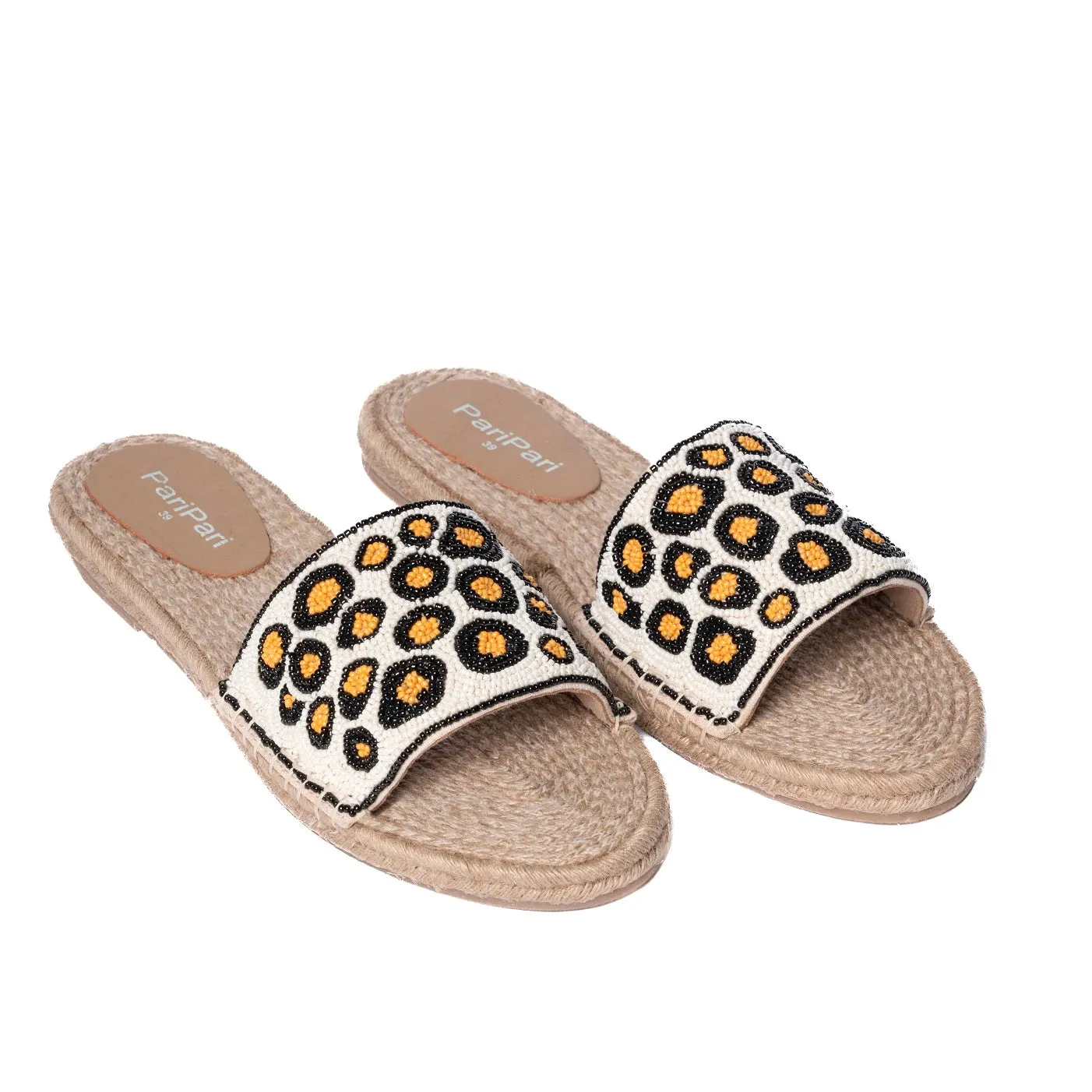 Cheetah Beaded Sandals Flats