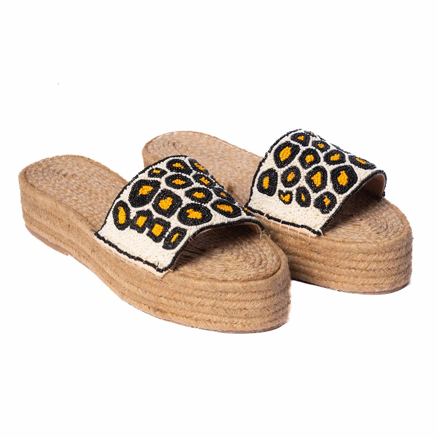 Cheetah Beaded Sandals Platforms