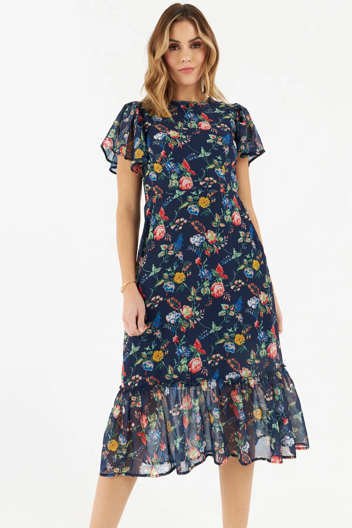 Chia Floral Dress (Navy)