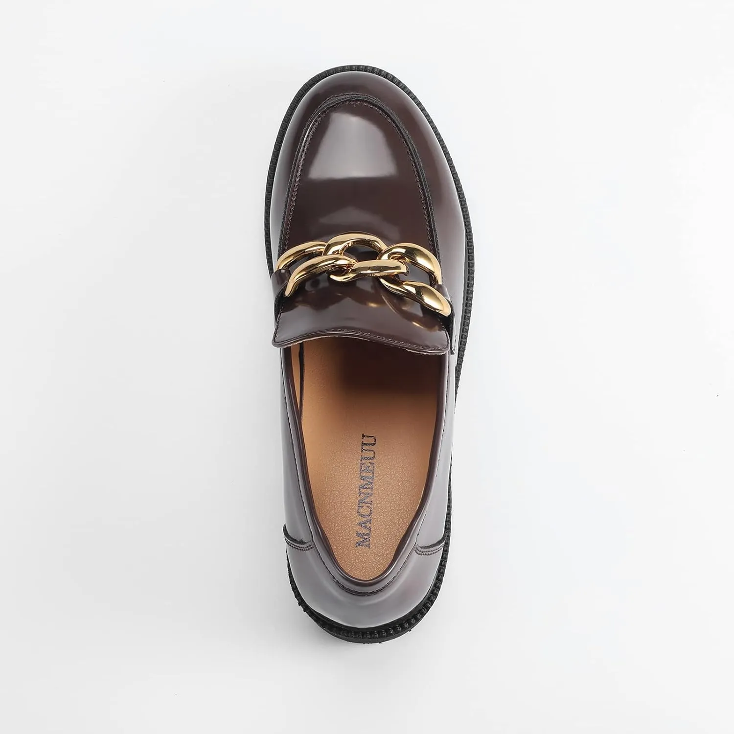 Chunky Loafers Women Platform Loafers for Women Comfort Slip-on Loafers with Chain Faux Leather
