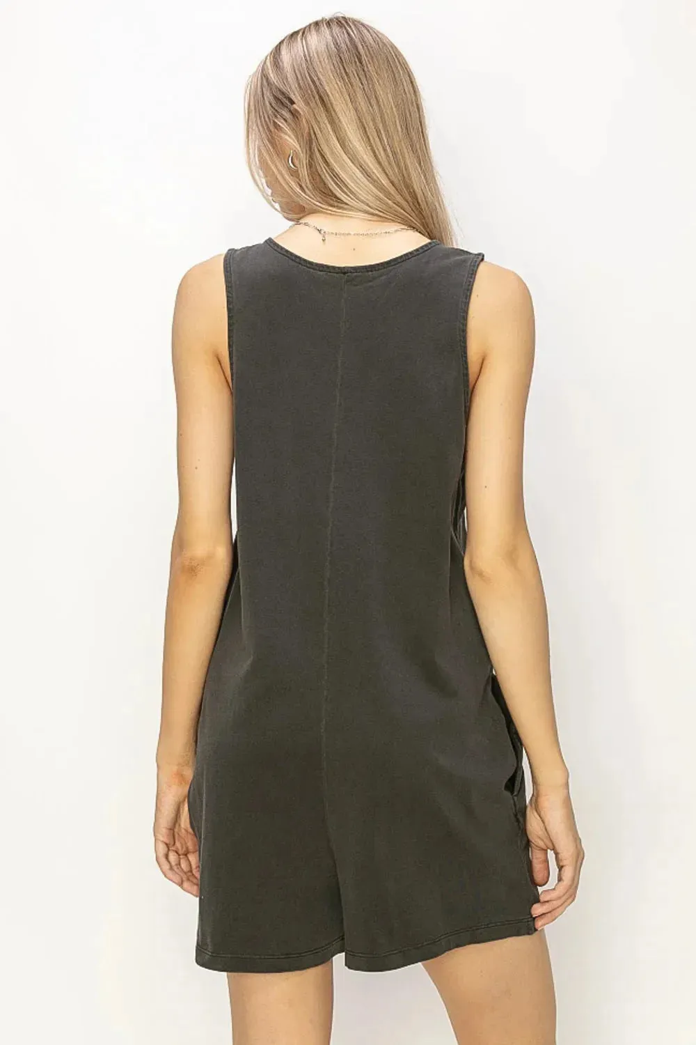 Cotton Boho Wide Shoulder Strap V-Neck Relax Fit Romper
