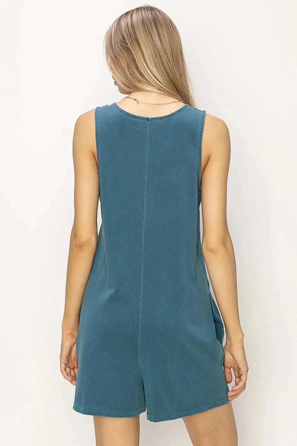 Cotton Boho Wide Shoulder Strap V-Neck Relax Fit Romper