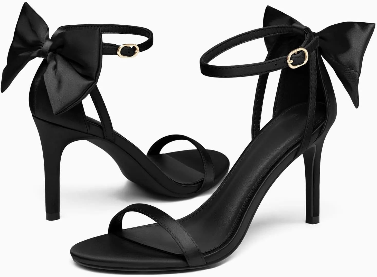 Coutgo Womens Ankle Strap High Heels Open Toe Stiletto Bow Tie Knot Heeled Sandals Fashion Wedding Dress Pump Shoes
