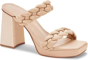 Coutgo Womens Platform Heels Chunky Heel Braided Heeled Sandals Slip on High Mules Party Summer Dress Shoes
