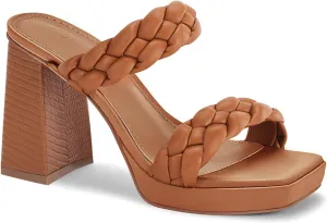 Coutgo Womens Platform Heels Chunky Heel Braided Heeled Sandals Slip on High Mules Party Summer Dress Shoes