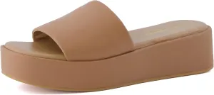 CUSHIONAIRE KUDOS Women’s Platform Sandals – Wedge Sandals for Women, Comfortable Slip-On Shoes, Dressy Summer Sandals with Cushioned Footbed