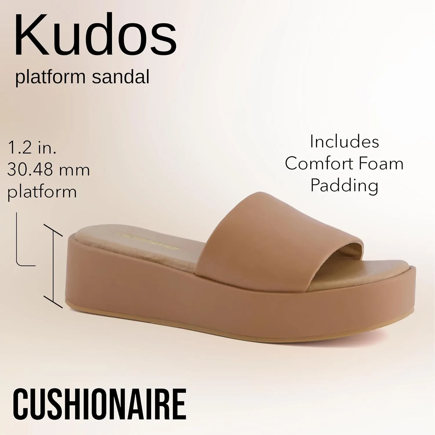 CUSHIONAIRE KUDOS Women’s Platform Sandals – Wedge Sandals for Women, Comfortable Slip-On Shoes, Dressy Summer Sandals with Cushioned Footbed