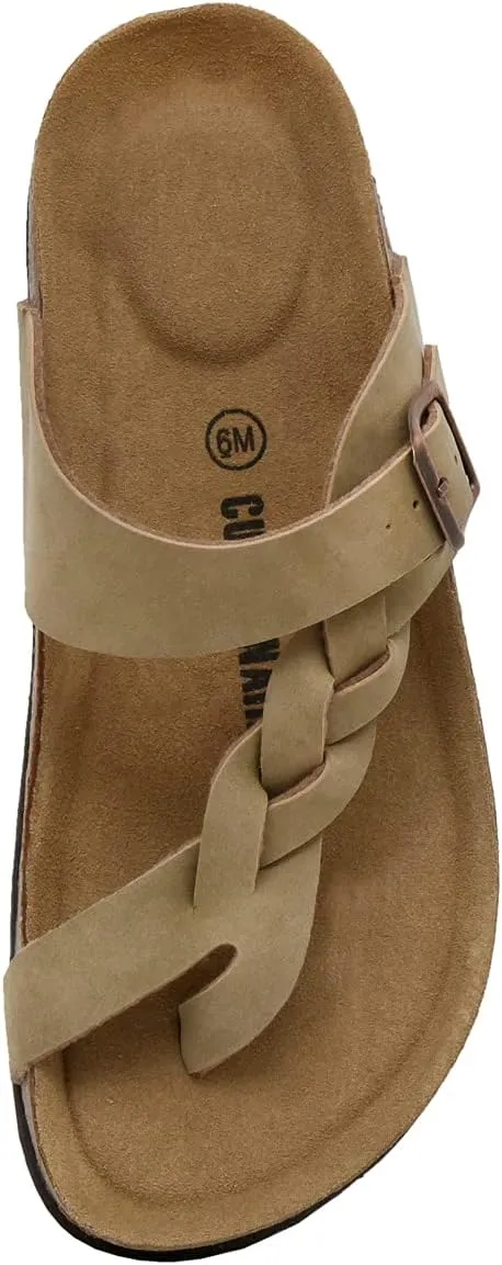 CUSHIONAIRE Women's Libby Cork footbed Sandal with  Comfort and Wide Widths Available,