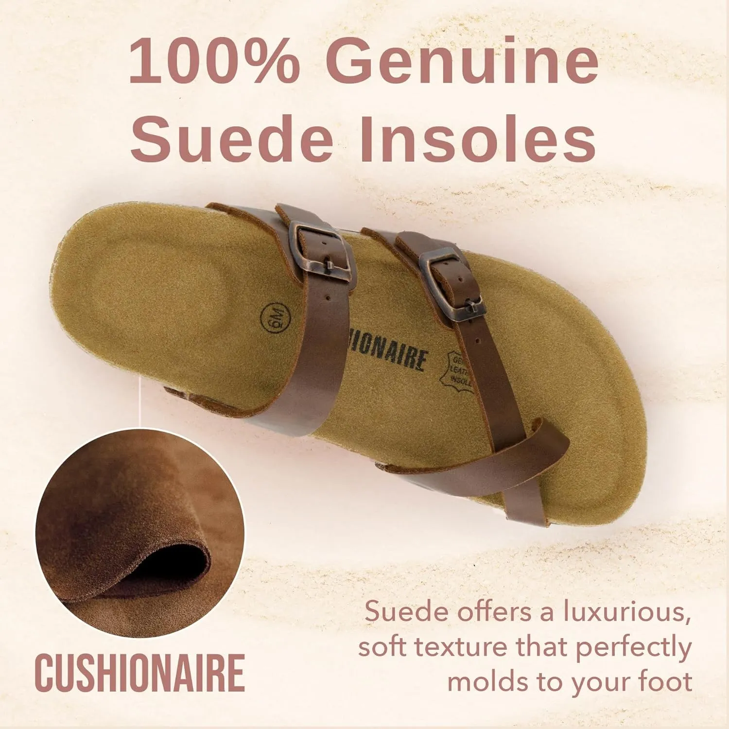 CUSHIONAIRE Women's Luna Cork Footbed Sandal With  Comfort