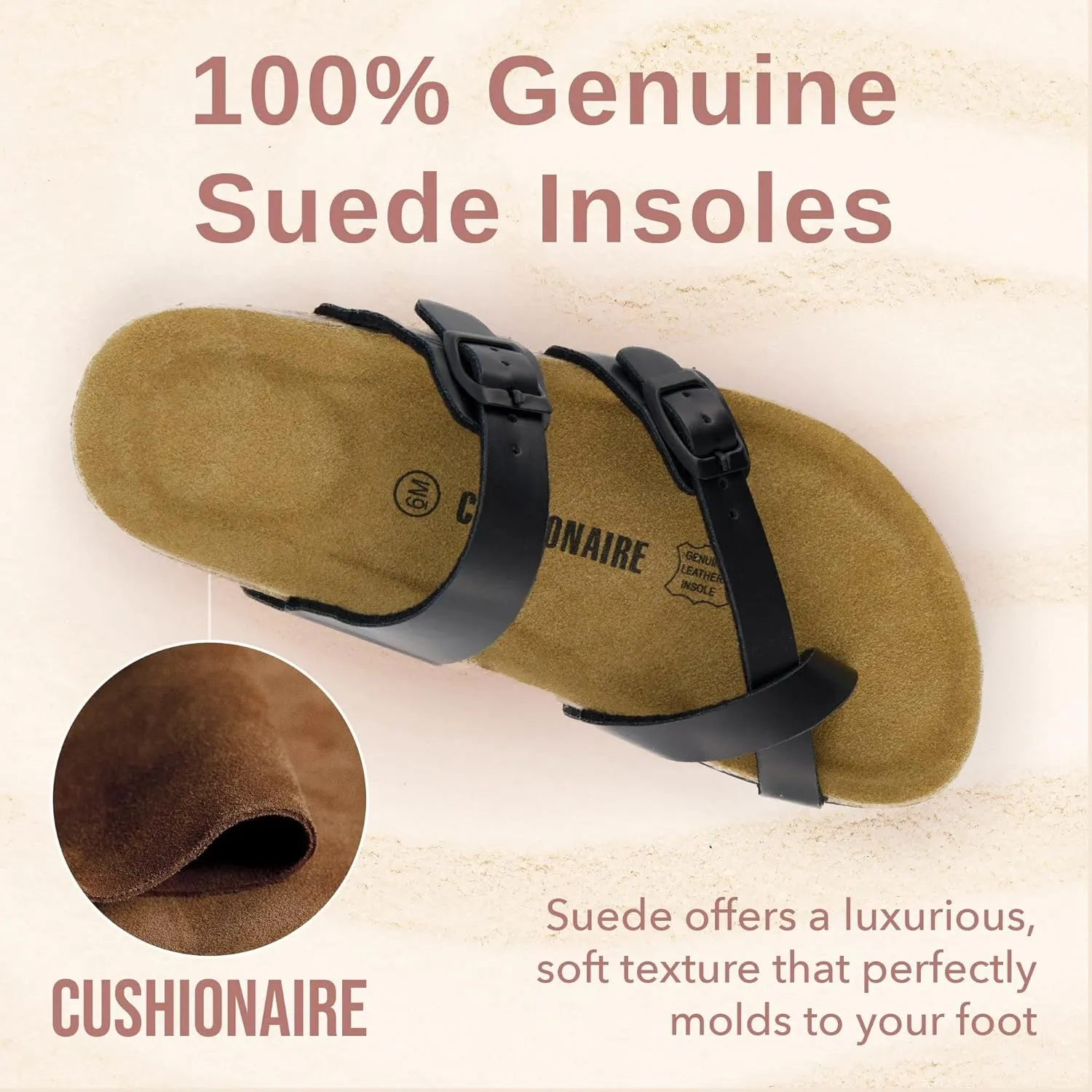 CUSHIONAIRE Women's Luna Cork Footbed Sandal With  Comfort