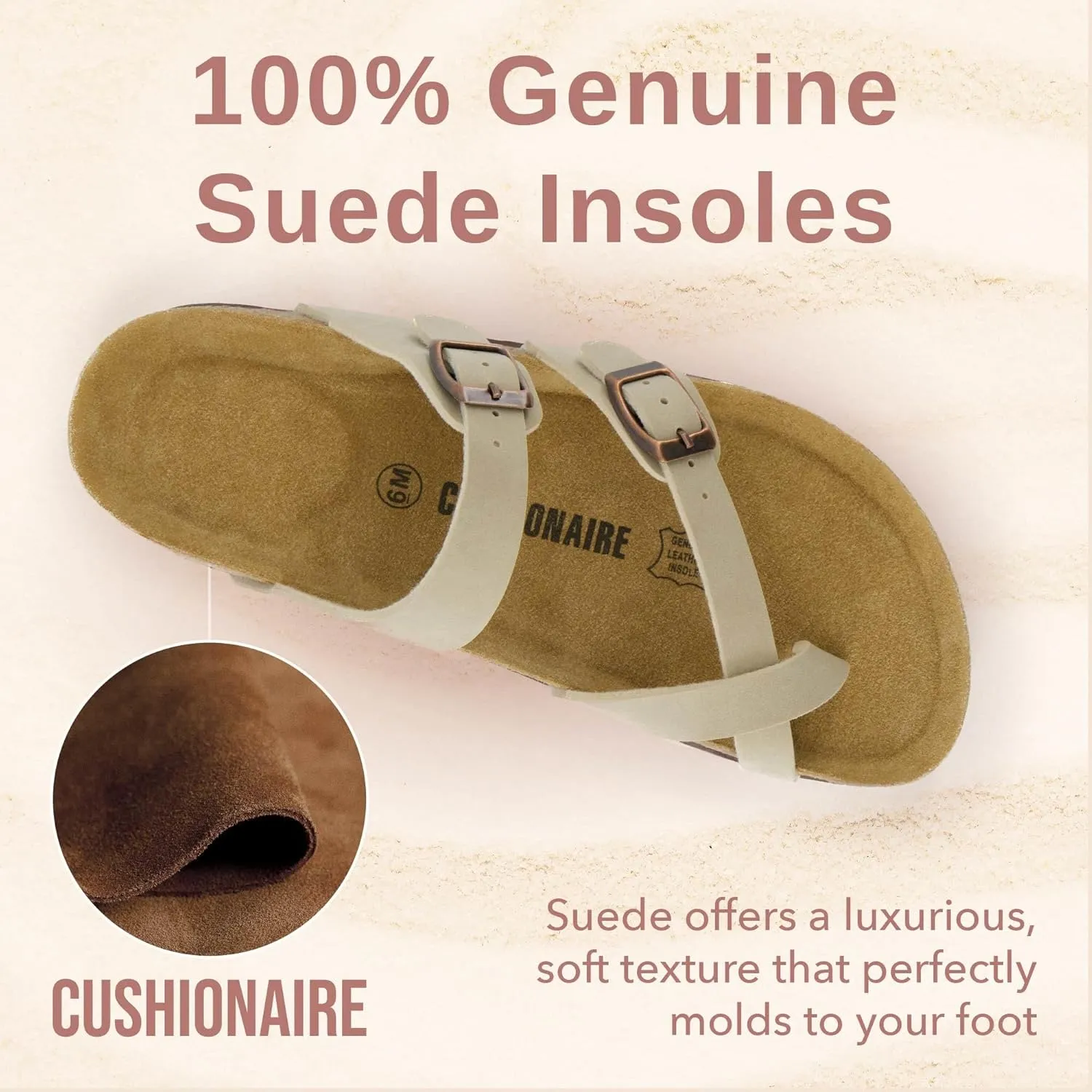CUSHIONAIRE Women's Luna Cork Footbed Sandal With  Comfort