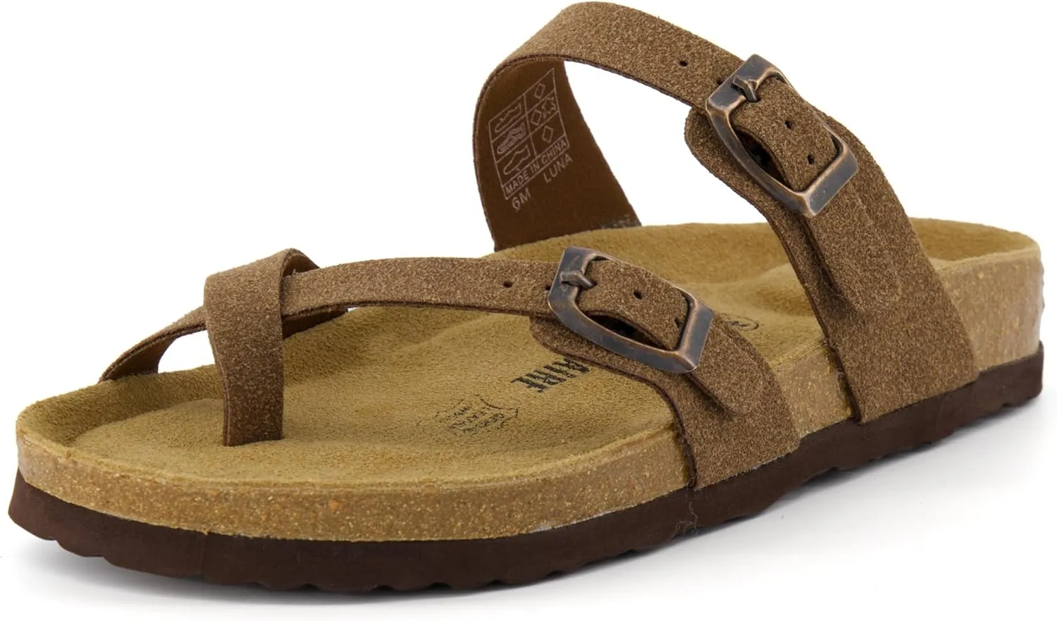 CUSHIONAIRE Women's Luna Cork Footbed Sandal With  Comfort