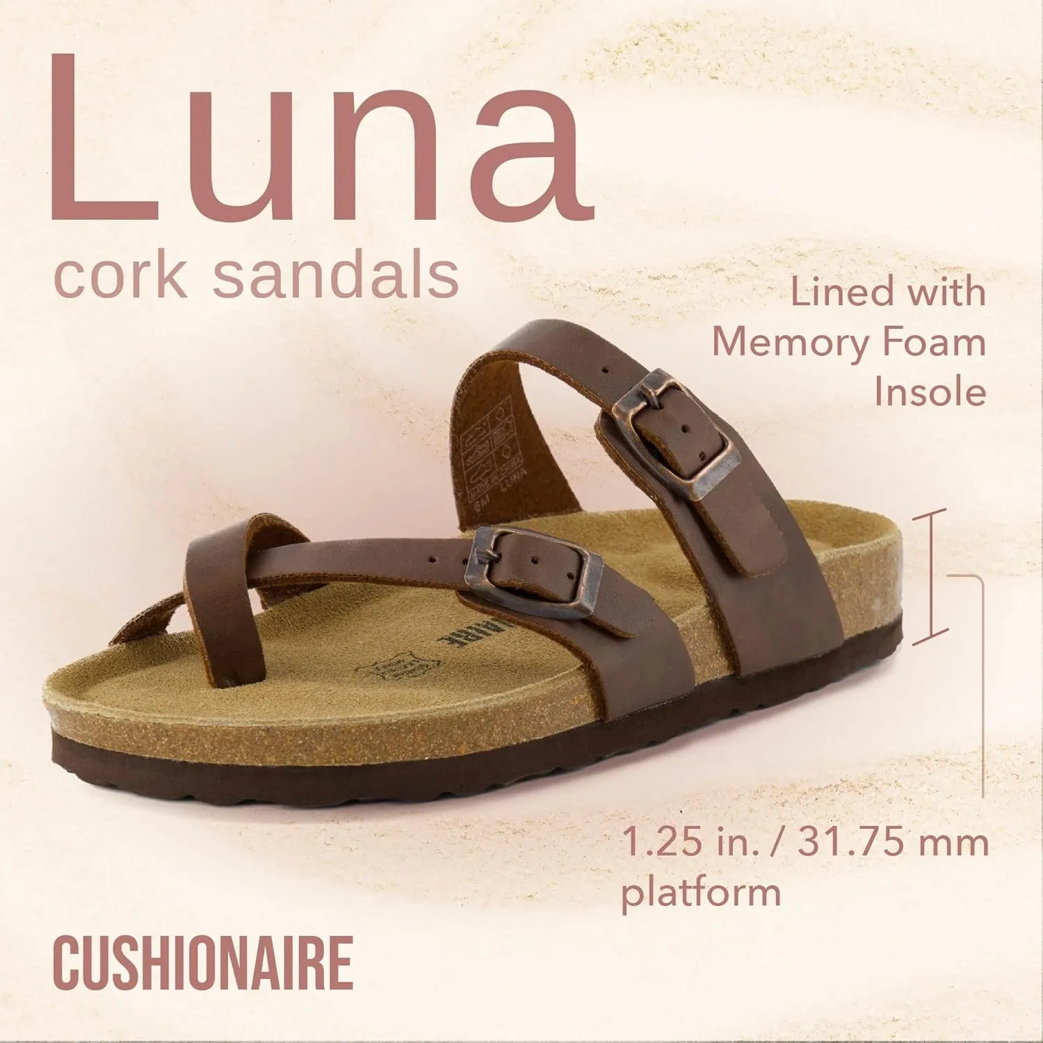 CUSHIONAIRE Women's Luna Cork Footbed Sandal With  Comfort