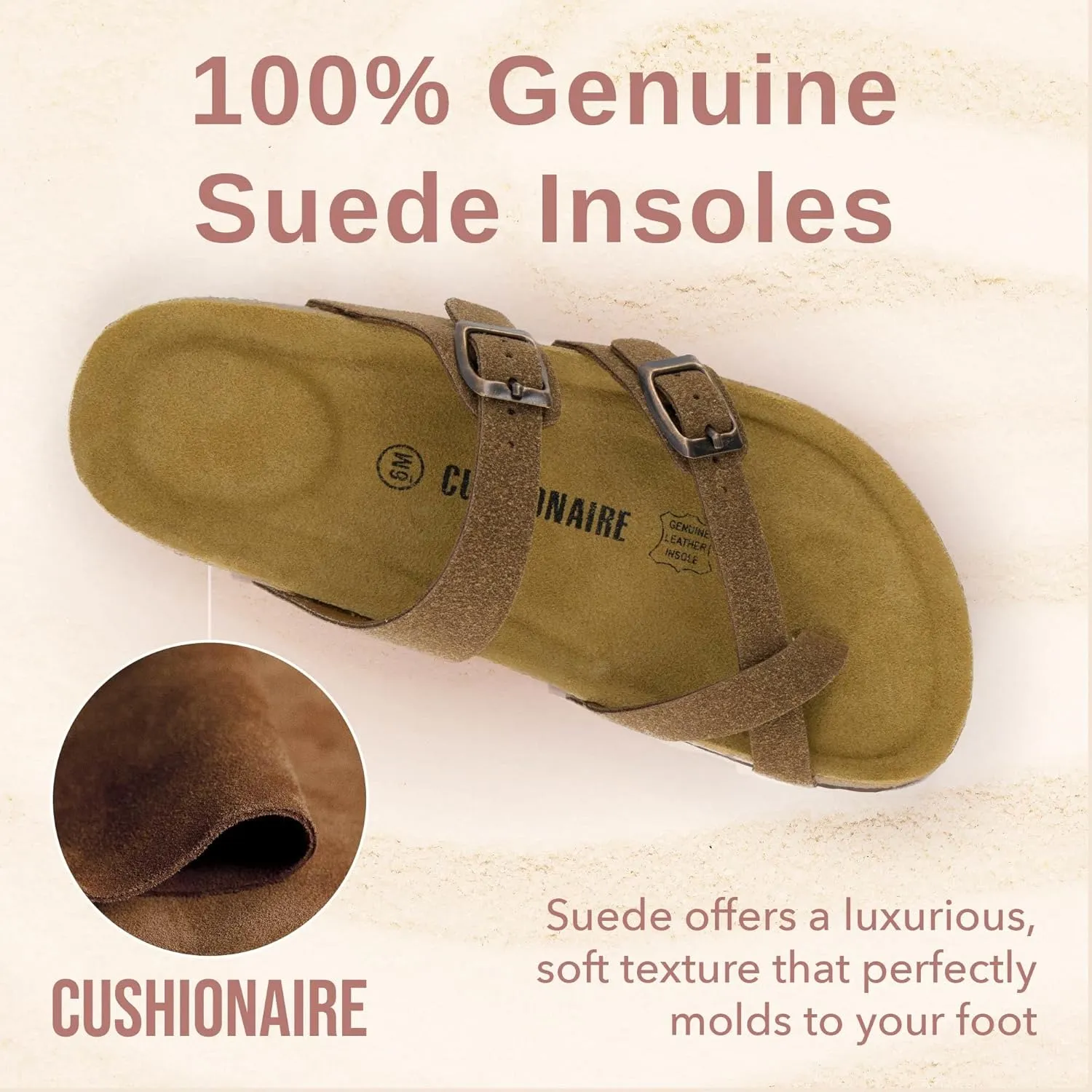 CUSHIONAIRE Women's Luna Cork Footbed Sandal With  Comfort