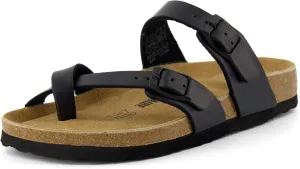 CUSHIONAIRE Women's Luna Cork Footbed Sandal With  Comfort