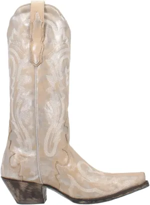 Dan Post Womens Frost Bite Metallic Snip Toe Dress Boots Mid Calf Low Heel 1-2" - Silver